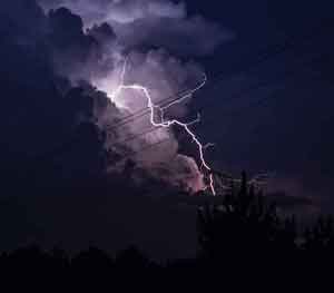 Lightning strick at night
