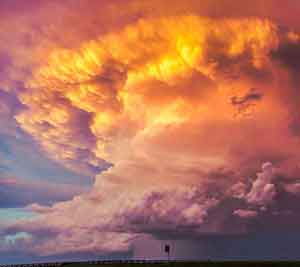 Cloud front at sunset